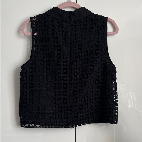 Black Sleeveless Lace Embroidered Blouse, Size M - Picture 5 of 7